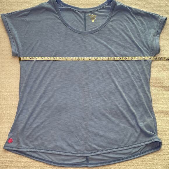 XL Lilly Pulitzer Luxletic Bryana Short-Sleeve Scoop-Neck Tee in Blue Peri - Picture 6 of 7